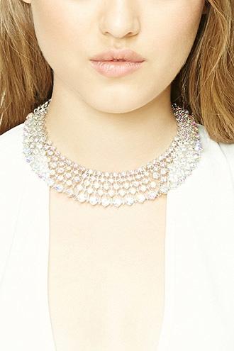 Forever21 Silver Rhinestone Collar Necklace