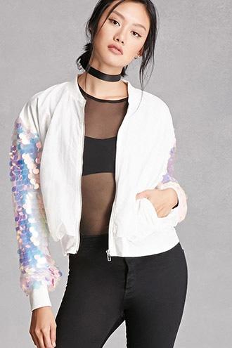 Forever21 Women's  Rehab Sequined Bomber Jacket
