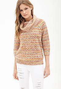 Forever21 Textured Stripe Cowl Neck Sweater