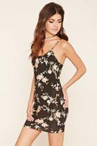 Forever21 Women's  Black & Mauve Open-back Floral Dress