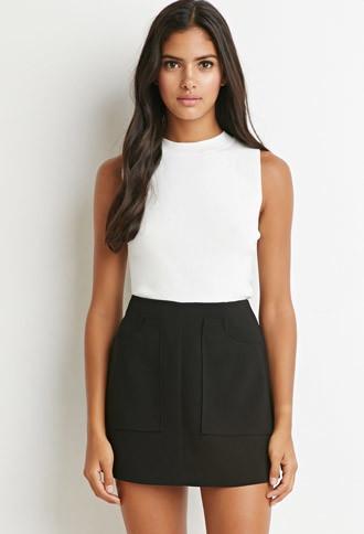 Forever21 Women's  Pocket Mini Skirt (black)
