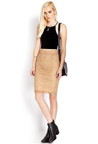 Forever21 Scallop Lace Pencil Skirt