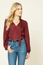 Forever21 Women's  Satin Tie-neck Top
