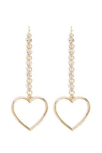Forever21 Rhinestone & Heart Chain Drop Earrings