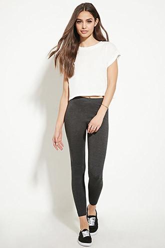 Forever21 Women's  Charcoal Heather Heathered Knit Leggings