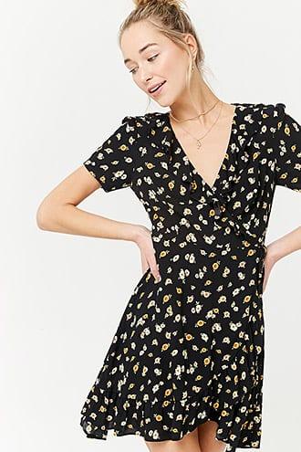 Forever21 Ruffled Daisy Print Wrap Dress