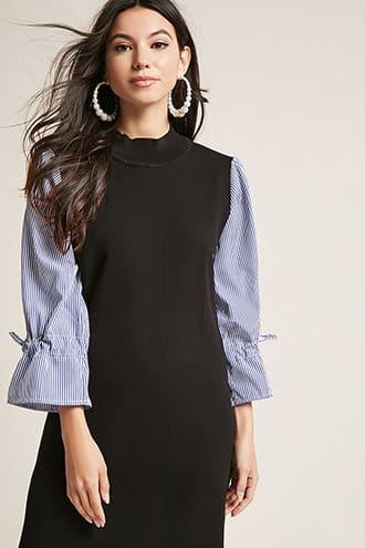 Forever21 Pinstripe-sleeve Shift Dress