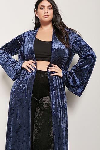 Forever21 Plus Size Longline Velvet Cardigan