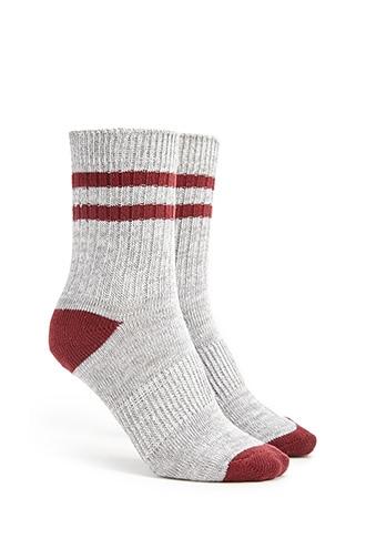 Forever21 Marled Varsity Striped Crew Socks