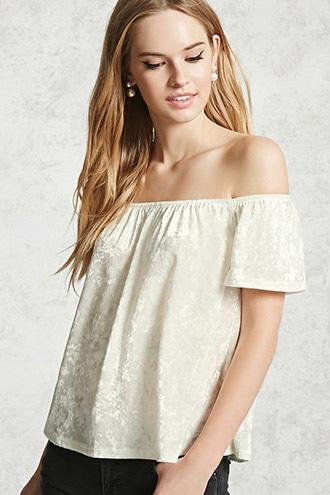 Forever21 Velvet Off-the-shoulder Top