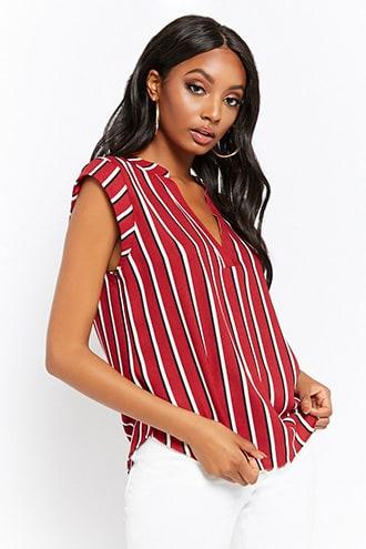 Forever21 Striped Crepe Top