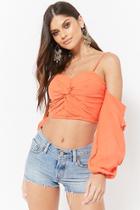 Forever21 Twist-front Open-shoulder Crop Top