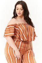 Forever21 Plus Size Striped Satin Flounce Top