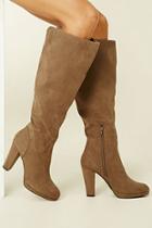 Forever21 Women's  Taupe Faux Suede Knee-high Boots