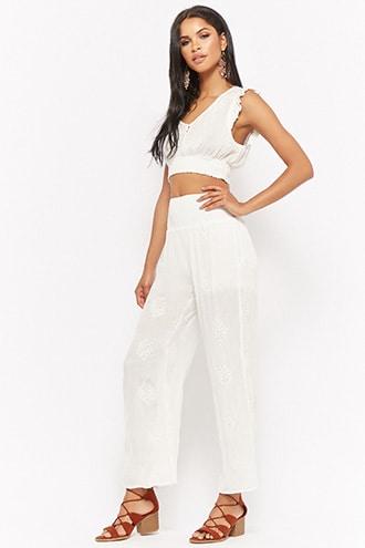 Forever21 Eyelet Crop Top & Pants Set