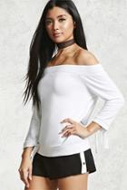 Forever21 Off-the-shoulder Tie-sleeve Top