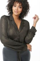 Forever21 Plus Size Metallic Tie-front Shirt
