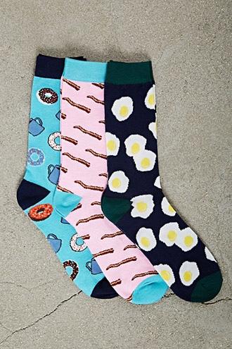 Forever21 Men Graphic Crew Socks - 3 Pack