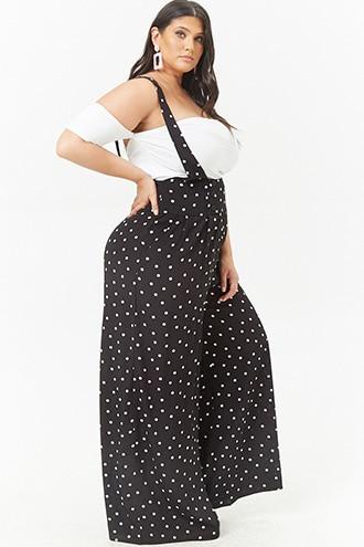 Forever21 Plus Size Polka Dot Suspender Jumpsuit