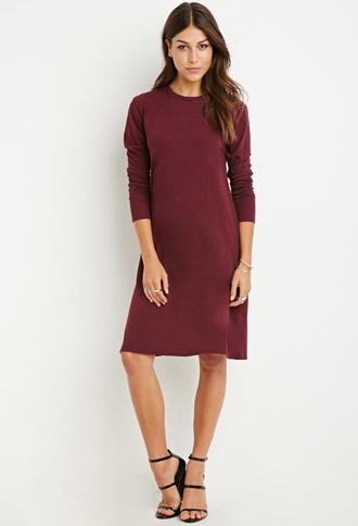 Forever21 Women's  Heathered Midi Dress (wine)