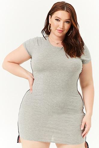 Forever21 Plus Size Ribbed Striped-trim Mini Dress