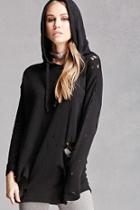 Forever21 Distressed Longline Hoodie