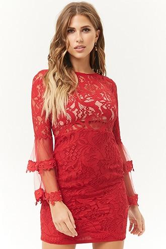 Forever21 Sheer Floral Lace Mini Dress