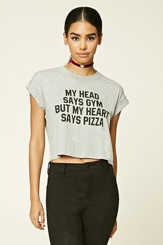 Forever21 Women's  My Head Says Gym Graphic Tee