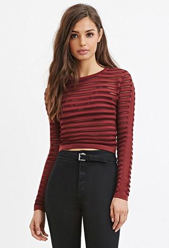 Forever21 Women's  Sheer-striped Top