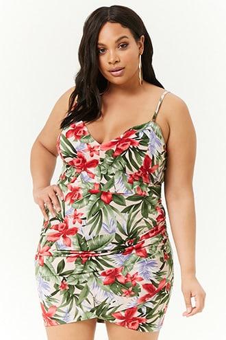 Forever21 Plus Size Tropical Floral Print Tulip Dress