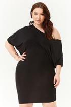 Forever21 Plus Size Sheeny One-shoulder Dolman Mini Dress