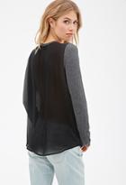 Forever21 Contemporary Chiffon-back Heathered Top