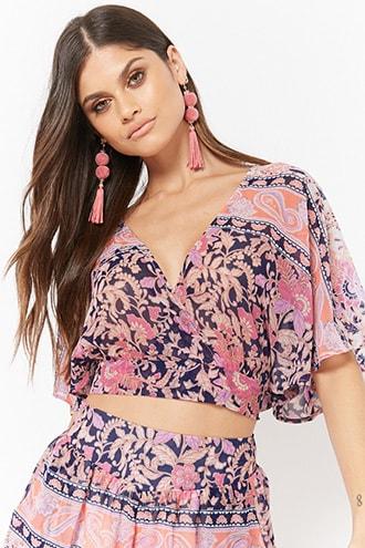 Forever21 London Rose Paisley Crop Top