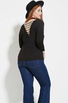 Forever21 Plus Women's  Black Plus Size Crisscross-back Top