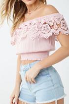 Forever21 Crochet Cutout Off-the-shoulder Crop Top