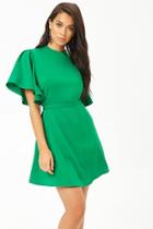 Forever21 Belted Bell-sleeve Dress