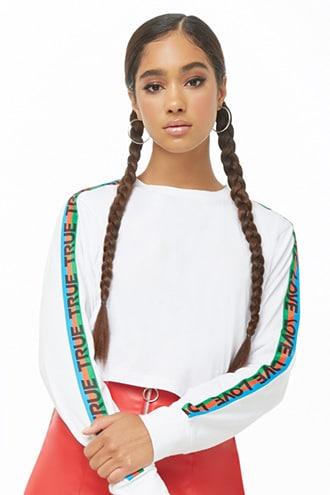 Forever21 True Love Striped-trim Tee