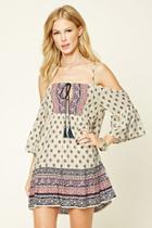 Forever21 Women's  Ornate Print Open-shoulder Dress