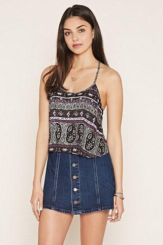 Forever21 Paisley Print Burnout Knit Cami