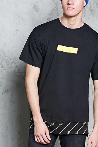 Forever21 Barbed Wire Print Panel Tee