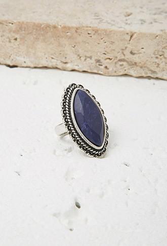 Forever21 Faux Stone Cocktail Ring (black/blue)