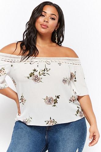Forever21 Plus Size Off-the-shoulder Crochet Trim Top