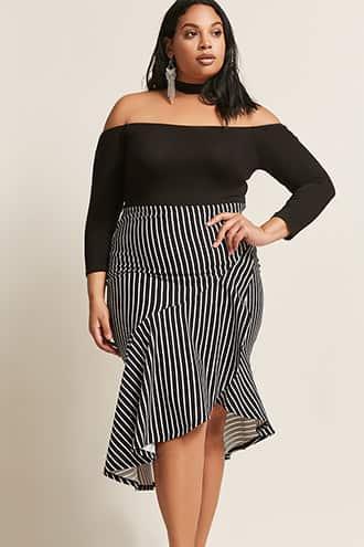 Forever21 Plus Size Stripe Ruffle Skirt
