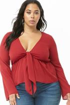 Forever21 Plus Size Chiffon Tie-front Top