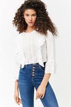 Forever21 Floral Embroidered Eyelet Top