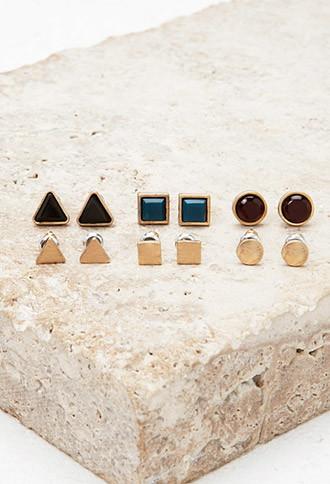 Forever21 Geo Faux Stone Stud Set