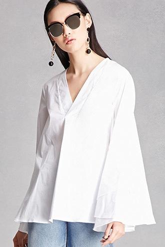 Forever21 Trumpet Sleeve Poplin Top
