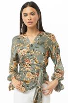 Forever21 Silky Floral Print Wrap Top