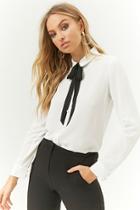 Forever21 Self-tie Contrast Bow Shirt
