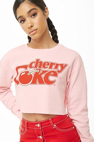 Forever21 Cherry Coke Waffle Knit Crop Top